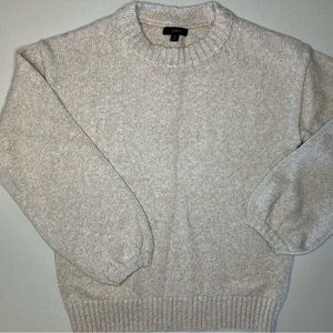 J.Crew puff sleeve crewneck sweater, medium, gray, reimagined, cotton/poly